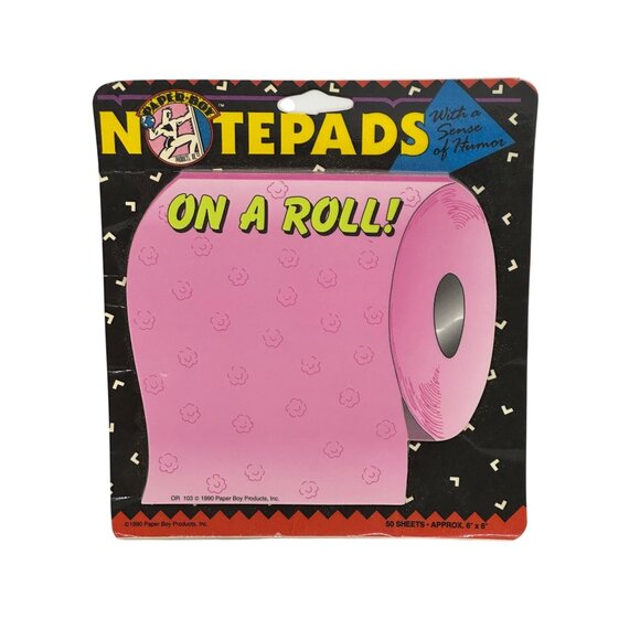 VTG 1990 Paper Boy On a Roll! Toilet Paper Notepad Sealed Novelty Stationery USA - Picture 1 of 7